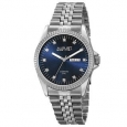 August Steiner Men's Quartz Diamond Accent Markers Stainless Steel Blue Bracelet Watch