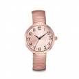 Womens Rose Gold Watch Easy Read Round Rose Gold Dial Rose Gold Stretch Band Watch
