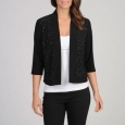 R & M Richards Womens Beaded Open Front Cardigan