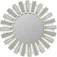 Aztec-inspired Sunburst Sparkling-matte-gold-finished Plastic and Glass 25.5-inch Decorative Round Wall Mirror