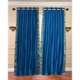 Turquoise Ring Top Sheer Sari Curtain / Drape / Panel - Piece