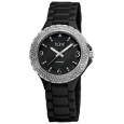 Burgi Women's Diamond Ceramic Black Quartz Watch
