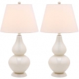 Safavieh Lighting 26.5-inch Cybil Double Gourd Pearl White Table Lamps (Set of 2)