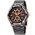 August Steiner Men's Swiss Quartz Multifunction Tachymeter Rose-Tone Bracelet Watch - Black