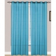 Beatrice Sheer Voile 8 Grommets Window Panel, Bright-Blue, 55x84 Inches