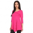 MOA Collection Women's Hot Pink Button Trim Top