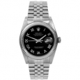 Pre-owned Rolex Men's Datejust Black Dial Stainless Steel Automatic Watch