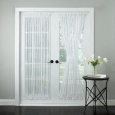Semi-Sheer Micro-Stripe 72 Inch Tailored Door Curtain Panel With Tieback - 50 x 72