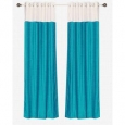 Signature Turquoise and white ring top velvet Curtain Panel - Piece