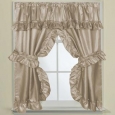 70-inch W x 45-inch L Bathroom Window Curtain Panel Pair with Tie Backs and Ruffled Valance
