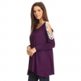Women's Purple Crochet Lace-trimmed Shoulder Tunic