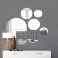 Round Wall Mirror Mounted Assorted Sizes - Silver - 1 large 10