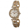 Akribos XXIV Women's Crystal-Accented Swiss Quartz Gold-Tone Bracelet Watch