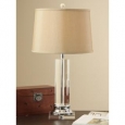 Crystal Column Table Lamp w/ Tan Shade