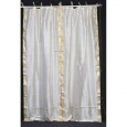Cream Tie Top Sheer Sari Curtain / Drape / Panel - Piece