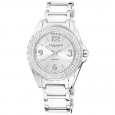 Akribos XXIV Women's Quartz Mineral-Crystal Ceramic White Bracelet Watch