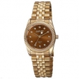 August Steiner Women's Quartz Diamond Markers Stainless Steel Gold-Tone Bracelet Watch
