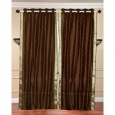 Brown Ring Top Sheer Sari Curtain / Drape / Panel - Piece