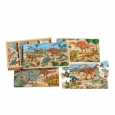 Prehistoric Dinosaurs 4 Large Puzzles in Wooden Box