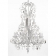 Large Foyer / Entryway White Wrought Iron & Crystal Chandelier
