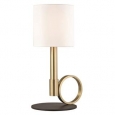 Mitzi by Hudson Valley Tink 1-light Aged Brass Table Lamp with Black Accents, Faux Silk Shade