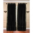 Black Ring Top Sheer Sari Curtain / Drape / Panel - Piece