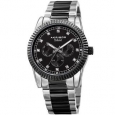 Akribos XXIV Men's Quartz Diamond Multifunction Stainless Steel Two-Tone Bracelet Watch - Black