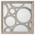 Lattice Circle Wood Mirror - Grey