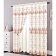Alexis Embroidered Panel With Attached Valance And Backing, Beige-Terracota, 54x84 Inches
