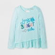 Girls' Long Sleeve Look On The Bright Side Graphic T-Shirt - Cat & Jack Aqua XS,
