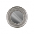 Engraved Round Wall Mirror Parquet Pierced Design Frame-Silver