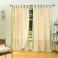 Golden Tab Top Sheer Sari Curtain / Drape / Panel - Pair