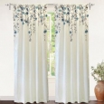DriftAway Isabella Faux Silk Embroidered Window Curtain, 1 Panel