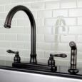 Designer Oil Rubbed Bronze Kitchen Faucet with Side Sprayer