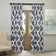Exclusive Fabrics Ikat Blue Printed Cotton Curtain Panel 84