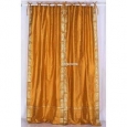 Mustard Tie Top Sheer Sari Curtain / Drape / Panel - Pair