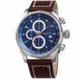 Akribos XXIV Men's Quartz Chronograph Blue Leather Strap Watch