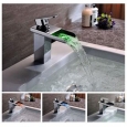 Kokols LED Chrome Color Changing Vessel Sink Waterfall Faucet