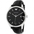 Emporio Armani Men's AR11020 Black Leather Analog Quartz Dress Watch