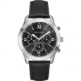 Bulova Men's 96A173 Stainless Black Dial Chronograph Leather Strap Watch