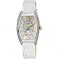Akribos XXIV Women's Diamond Swiss Quartz Tonneau White Strap Watch