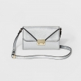 Women's Flap-Close Wallet with Crossbody Strap - A New Day Silver