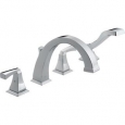 Delta T4751 Dryden Deck Mounted Roman Tub Faucet Trim with Lever Handles - Includes Personal Hand Shower