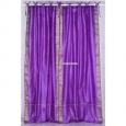 Lavender Tie Top Sheer Sari Curtain / Drape / Panel - Pair