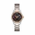 Bulova Women's 98L219 Crystal Two-Tone Stainless Black MOP Bracelet Watch