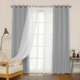 Aurora Home MIX & MATCH CURTAINS Blackout and Muji Sheer 84-inch Silver Grommet 4-piece Curtain Panel Pair - 52 x 84