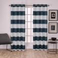 ATI Home Surfside Cotton Cabana Stripe Grommet Top Curtain Panel Pair