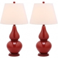 Safavieh Lighting 26.5-inch Cybil Double Gourd Red Table Lamps (Set of 2)