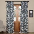 Exclusive Fabrics Fleur Blue Cotton Printed Curtain Panel