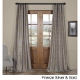 Exclusive Fabrics Firenze Silver & Gold Flocked Faux Silk Curtain